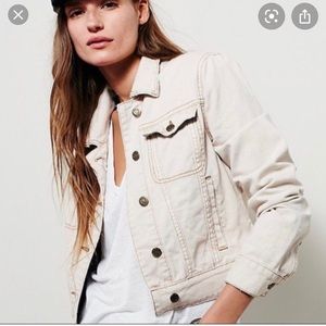 ♦️SALE♦️ FREE PEOPLE Denim Jacket Blush Cream